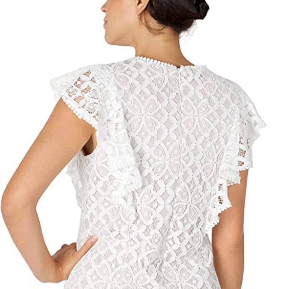 Julia Jordan New Size 12 Lace Floral Ruffle‎ Boho Knee Dress Coquette Cocktail - Picture 9 of 13